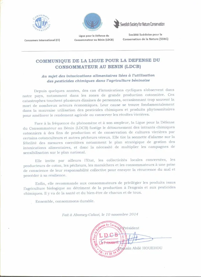 Première page — Radio-TV de la LDCB sur les pesticides chimiques 001