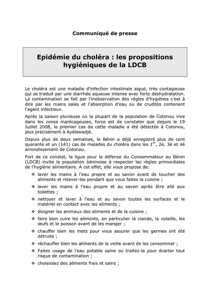 Première page — Sur l'épidémie du choléra