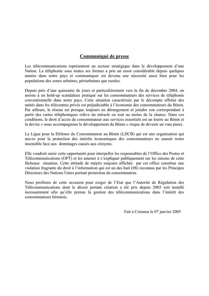 Première page — Sur les désagréments téléphoniques