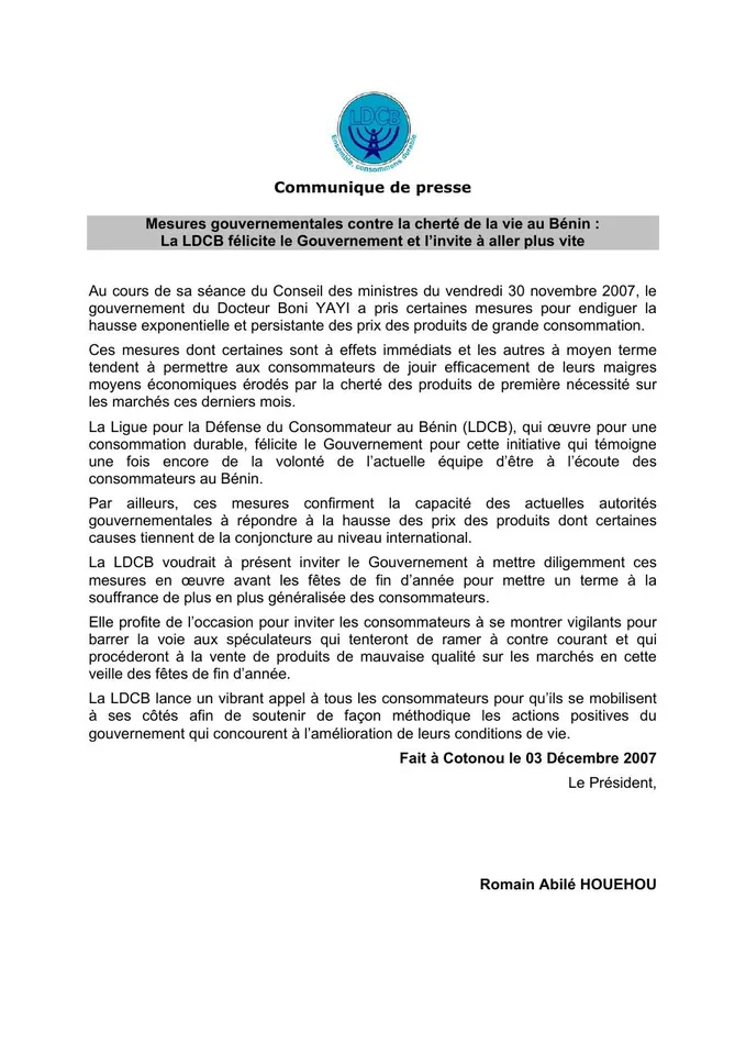 Première page — Sur les mesures contre cherté de la vie