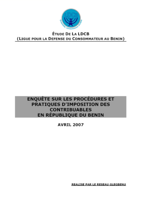 Couverture — Enquête sur les procédures et pratiques d’imposition des contribuables en République du Bénin